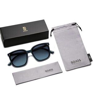 SOJOS Sunglasses for Women Men Vintage Style Shades SJ2157, Blue/Gradient Blue